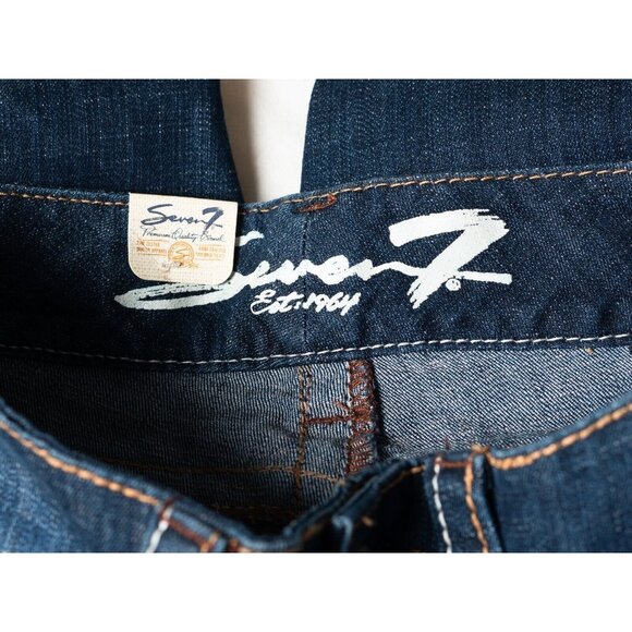 Seven7 Jeans Womens 27x33 Boot Cut Slim Low Rise Dark Wash Stretch Thick Stitch - Picture 7 of 9